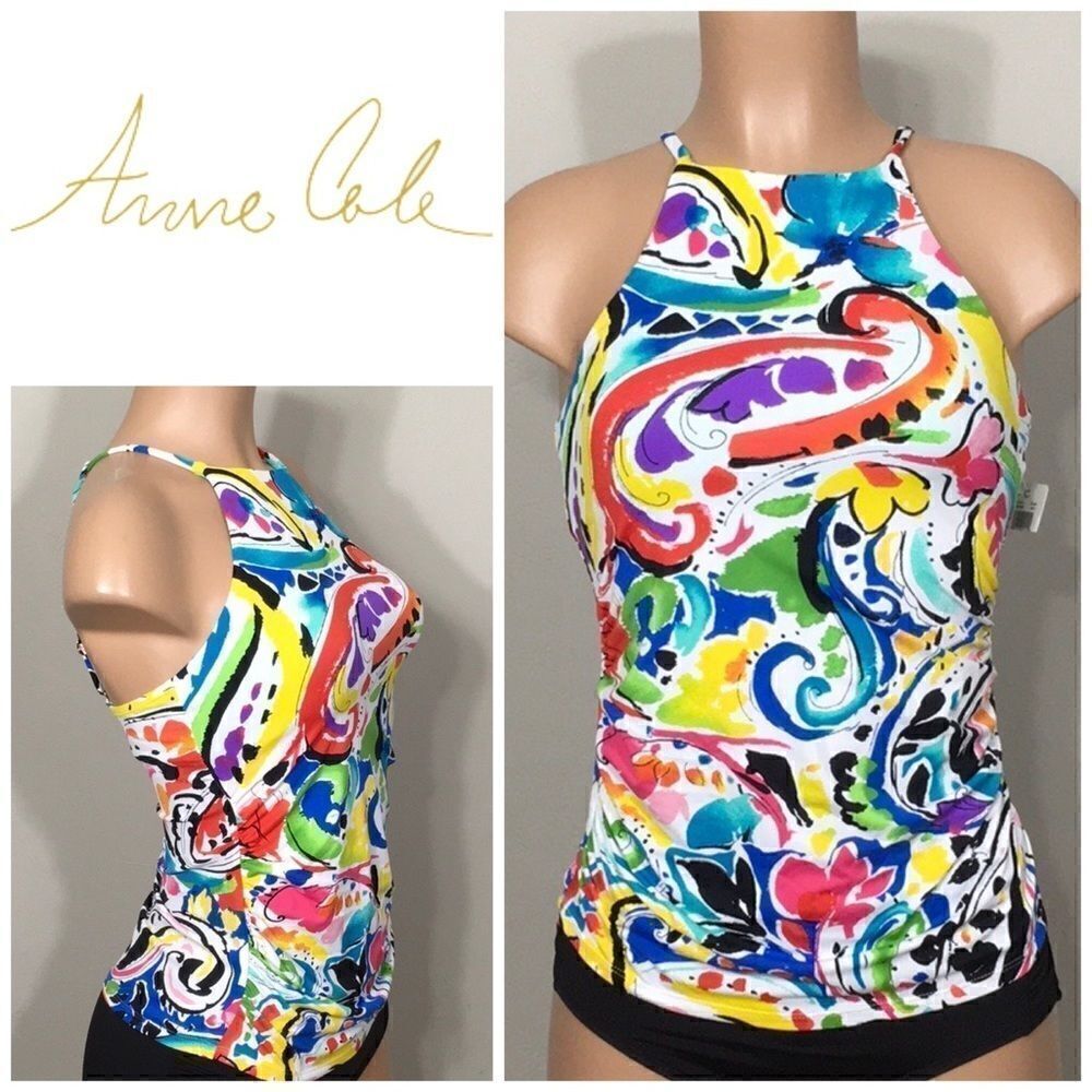 Anne Cole multicolored tankini top. NWT